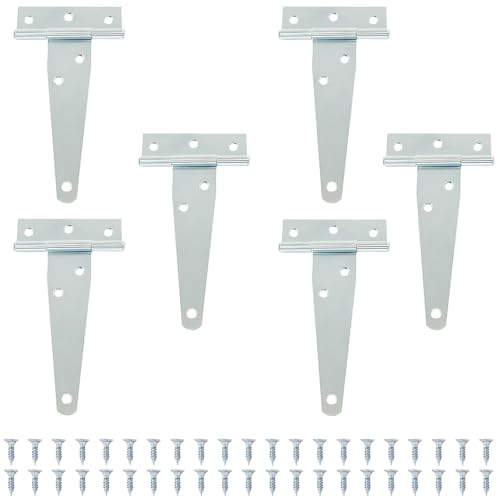 Murtenze 6Pack 4 Inch Silver T-Strap Shed Hinge