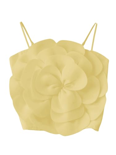 GORGLITTER Women's Flower Backless Summer Going Out Crop Tops Trendy