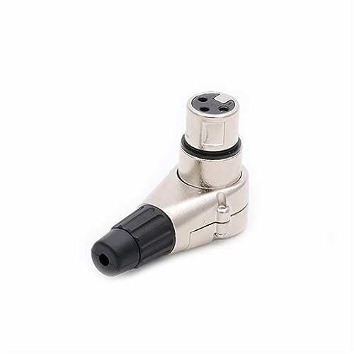 Conector XLR de 3 polos negro con ángulo de 90 grados para cable de audio 8