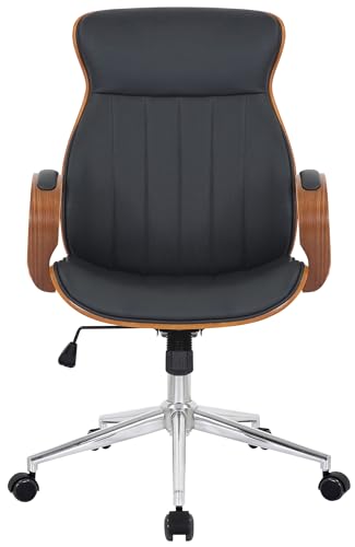 Sedia da Ufficio Melilla in Similpelle I Sedia ergonomica I Seduta Confortevole I Funzione Girevole a 360, Funzione Dondolo, Colore:Noce/Nero - Sedia gaming - Immagine 3