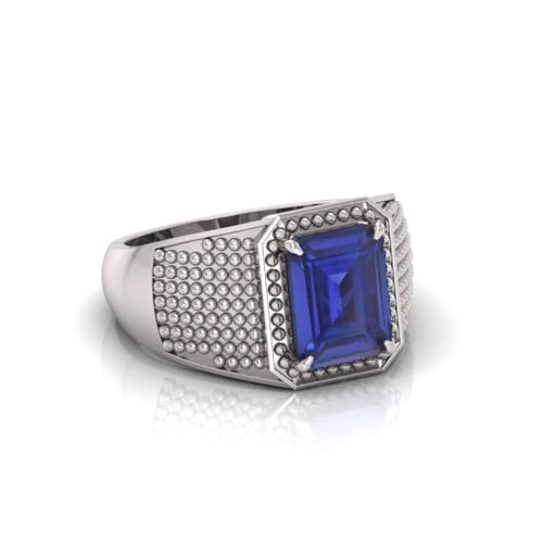 Bague saphir bleu naturel sertie sur monture en Panchdhatu précieux pour homme et femme - 4