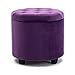 HNNHOME Pouf Coffre de Rangement Repose-Pieds, Pouf Velours Rond, Banc avec Espace de Rangement, Siège, 45 L, 45 x 45 x 43 cm (Violet, Velours)