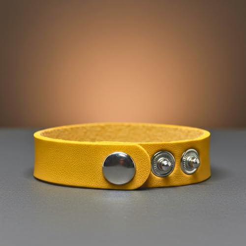 Image of THE MEN THING BLAZEFIT STRAP - 18mm Genuine Leather Bracelet with Stainless Steel Stud Button Closure for Men & Boys (6.6 /7.1 /7.6 inch)