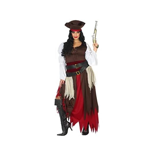 Atosa | Disfraz Pirata Mujer Adulto Marrón | Incluye Sombrero, Vestido y Cinturones | Traje de Corsaria Realista de Calidad | Para Carnaval y Fiestas | Inspirado en Piratas del Caribe | XL