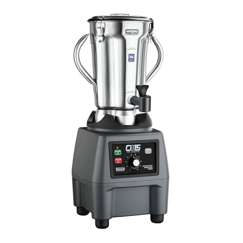 Waring 1-Gallon Blender, 3.75 HP, Variable Speed, Stainless Steel Jar with Spigot & Handles, Commercial for Smoothies, Soups & Sauces – CB15VSF