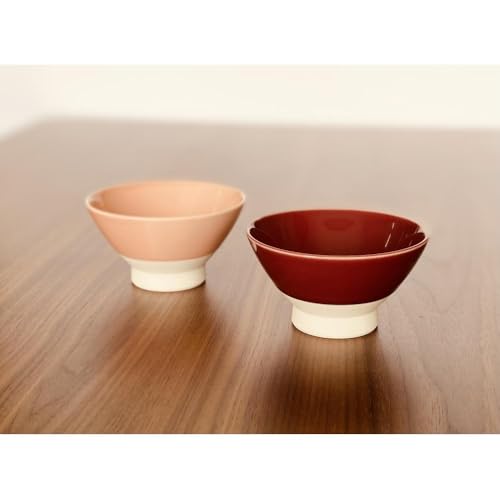 [波佐見焼]グロス 茶碗 2色セット(サンゴピンク×マロン) 食器 [和山] [WB109]