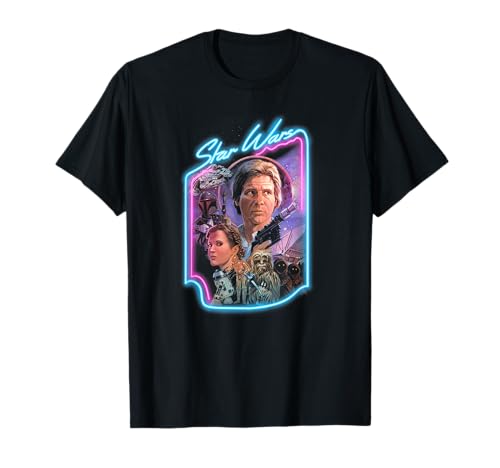 T-shirt Star Wars Han Solo et Leia en néon le cadeau geek mémorable