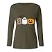 Haut pour femme taille 16, imprimé élégant sweat-shirt boutonné solde liquidation Halloween femme imprimé tampon mode doux col rond ample manches longues t-shirt imprimé, vert militaire, L