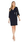 R&M Richards Women's Faux-Wrap Dress with Chiffon Blouson Sleeves & Button Detail - Formal Evening & Cocktail Party Style