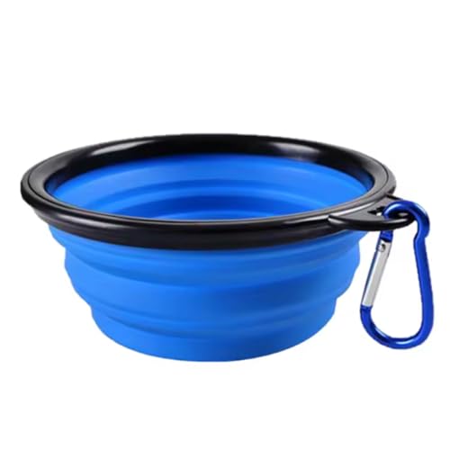 Comedouro E Bebedouro Portátil Dobrável Para Pets 350ml (Azul)