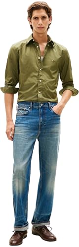 Tommy Hilfiger Herren Hemd Flex Poplin Solid Regular Fit, Grün (Dark Artichoke), XS – Ansicht 5