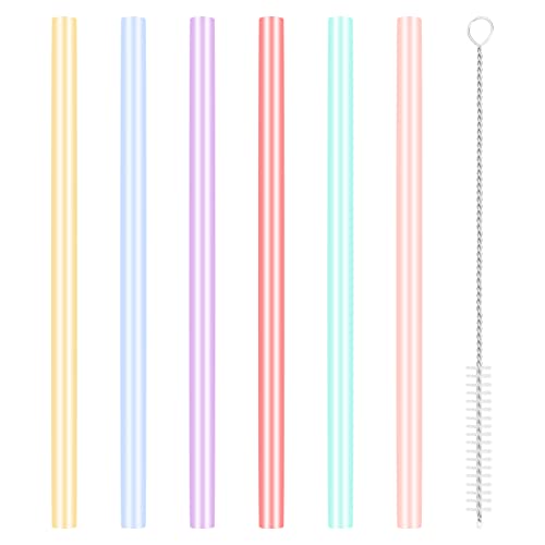 6 Wiederverwendbare Strohhalme Silicon Strohhalme Kurz, Farbiges Mehrweg Trinkhalm Set Silicone Straws Reusable, Strohhalme Bunt Mit 1 Reinigungsbürsten, Ideal für Kinder Erwachsene, 11mm