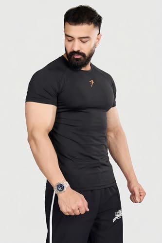 Image of FUAARK Men's Half Sleeve Compression T-Shirt - Athletic Base Layer for Fitness
