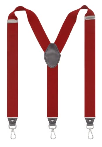 Image of Mens Suspenders with 3 Swivel Hooks Belt Loops 1.4 Inch Wide Heavy Duty Adjustable Braces