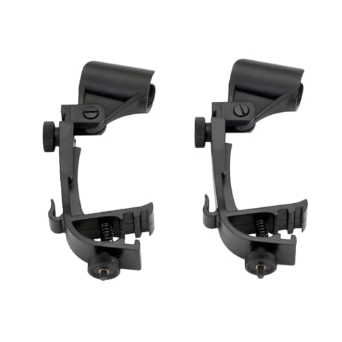 INOOMP 2pcs Microphone Clip Bracket Drum Clamp Mic Clips Microphone Mount Tool Microphone Accessories Universal Microphone Clip Mic Mount Mic Clip Holder Clip Microphone Black Metal