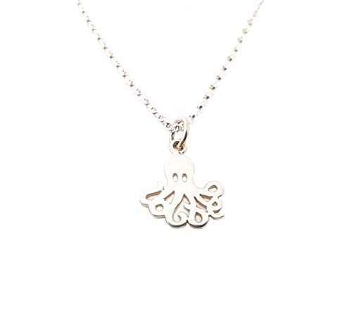 Sterling Silver Octopus Necklace – Dainty 16 Inch Chain – Handmade Nautical Jewelry Gift