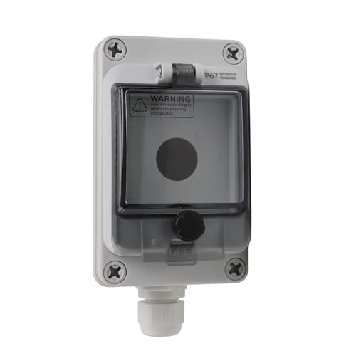 Outdoor Push Button Box, Waterproof Switch Enclosure IP66, Single Hole Control Station Gray