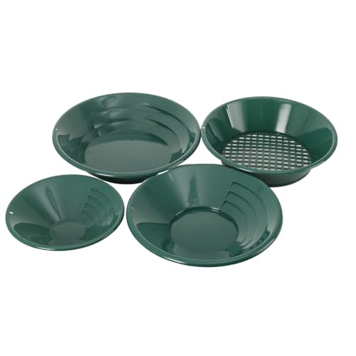 CDZHLTG Batea para Buscar Oro-Kit Profesional para Buscadores de Oro-Diseño Estriado de 90 °-para Búsqueda de Oro Aluvial,Geología y Aficionados-Kit de paneo de Oro de 4 Juegos (4 Tamaños)