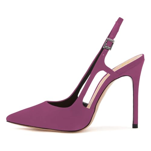 FOWT Women Graceful Stiletto High Heel Pointed Toe Slingback Pumps Slip on Prom Evening Dress Formal Sandal Shoes Size 4-16 US2