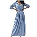 Damen Maxikleid Elegant V-Ausschnitt Rüschen Wickelkleid Langarm Strandkleid Lange Tunika Kleider Cocktailkleid Mit Schlitz Hohe Taille Knielang Minikleid Bleistift Partykleid Freizeitkleid