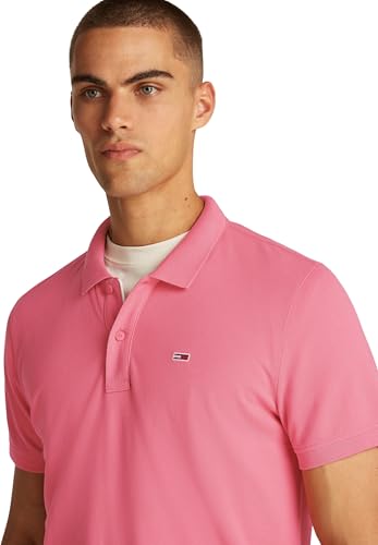 Tommy Jeans Herren Poloshirt Kurzarm Placket Slim Fit, Rosa (Preppy Pink), XXL – Ansicht 3