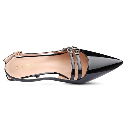 COLETER Slingback Kitten Heels for Women Closed Pointed Toe Pumps Wedding Dress Shoes4