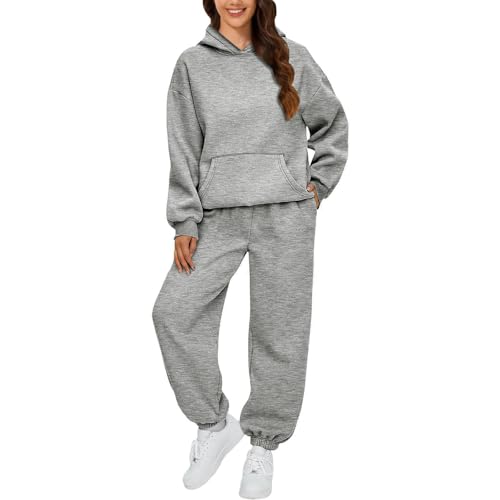 Image of Loungewear Sets For Women,Co Ord Sets For Women Uk Lounge Wear Sets Ladies Heated Hoodie Womens Tracksuit Set Winter Thermal Jumpers Wide Leg Joggers Tracksuit Bottoms Matching Set Airport Outfits