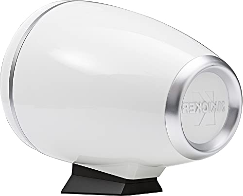 Image of KICKER KMFC65W 6.5 inch Flat Mount Loaded Marine Wake Towers with 46KM654L Speakers - White Grills and Enclosures | Loaded 6.5 inch pods, wakeboard loudspeakers, weatherproof, UV and saltwater resistant, full-range audio, jet ski, pontoon