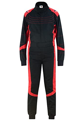 TK Combinaison de Karting pour Enfants Combinaison de Karting Enfants Vêtements de Course Combinaison de Course Combinaison Intégrale, noir/rouge, 40
