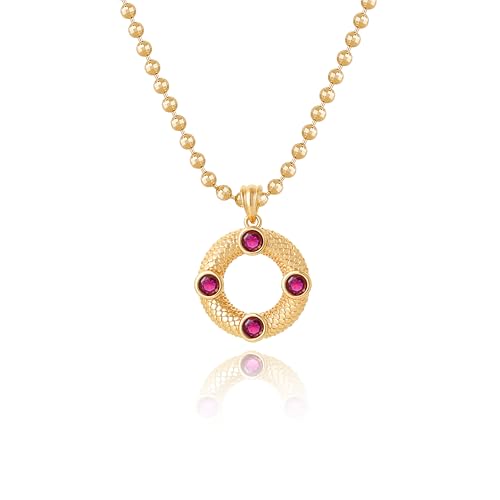 Fettero Gold Necklace for Women,14K Gold Plated Charm Necklaces for Women Gemstone Pendant Necklace Non Tarnish Gold Necklaces Jewelry