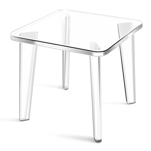 BOPKOWI Acrylic Stool Squre Shower Stools with Non-Slip 12 X 12 X 9.8 in Acrylic Plant Stand for Office Bathroom Living Room Capacity 200 lbs