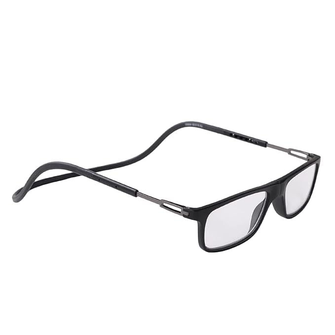 Image of Unisex Magnetic Front Connect Reading Glasses Power Adjustable Full Rim Dual-Tone Frame Stylish Eyewear with Soft Sleeve Case for Men & Women