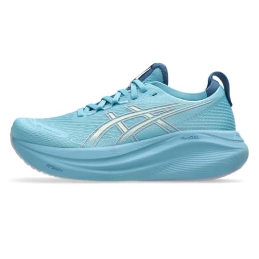 ASICS Tênis de corrida feminino Gel-Nimbus 27, Água parada/creme, 36
