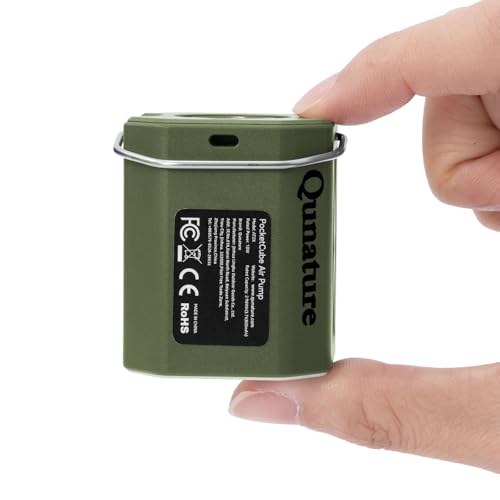 Qunature Mini Pompe Électrique Portable 45 g, Pompe à Air Ultra Légère USB-C, Gonflage Dégonflage LED, 5 Embouts pour Matelas Gonflable, Bouée, Sac sous...