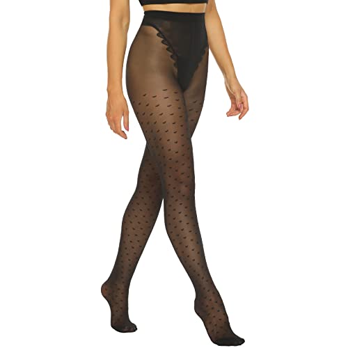 Image of MANZI 20D Polka Dot Tights for Women Patterned Stockings for Women Sheer Ultra Thin High Waist Pantyhose