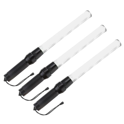 Bastones de tráfico con 2 modos de parpadeo LED blanco y cordón de seguridad PATIKIL