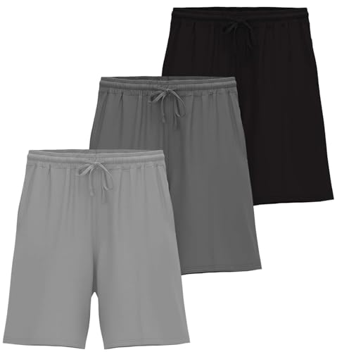 Image of 3 Pack Men's Pajama Shorts Sleep Lounge Casual PJ Comfy Cooling Pockets