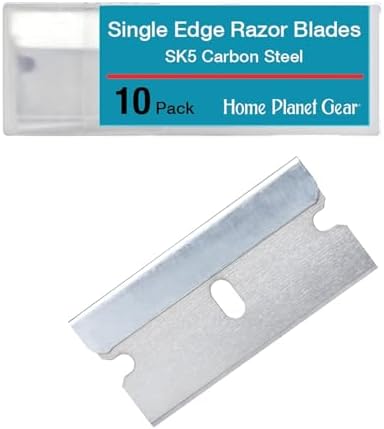 Single Edge Razor Blade 10 Pack - Straight Edge Razor - Ten Sharp Flat Blades in Convenient Storage Box - Oven Scraper Razors Refills - Heavy Duty Single Sided