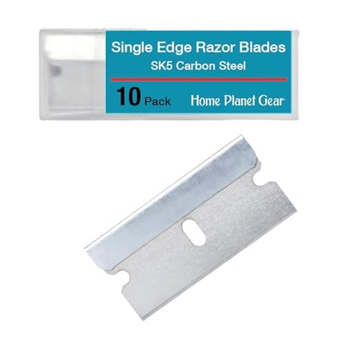 Single Edge Razor Blade 10 Pack - Straight Edge Razor - Ten Super Sharp Flat Blades in Convenient Storage Dispenser - Heavy Duty SK5 Oven Scraper Razor Tool Refills - Single Sided Blade - Easy Install
