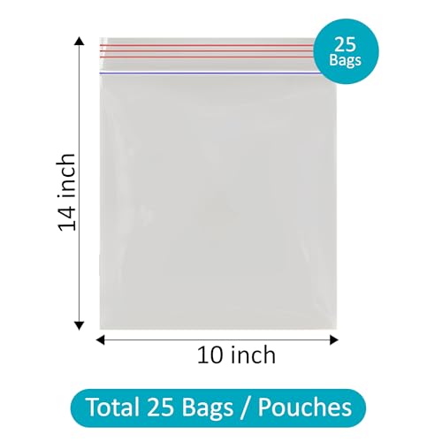 Image of Shalimar Ziplock Pouch | Ziplock /Zipper Bag |10x14 Inches | 25 Pcs |Multi-Purpose Storage Bag | Reusable & Reclosable With Zipper | Color - Natural