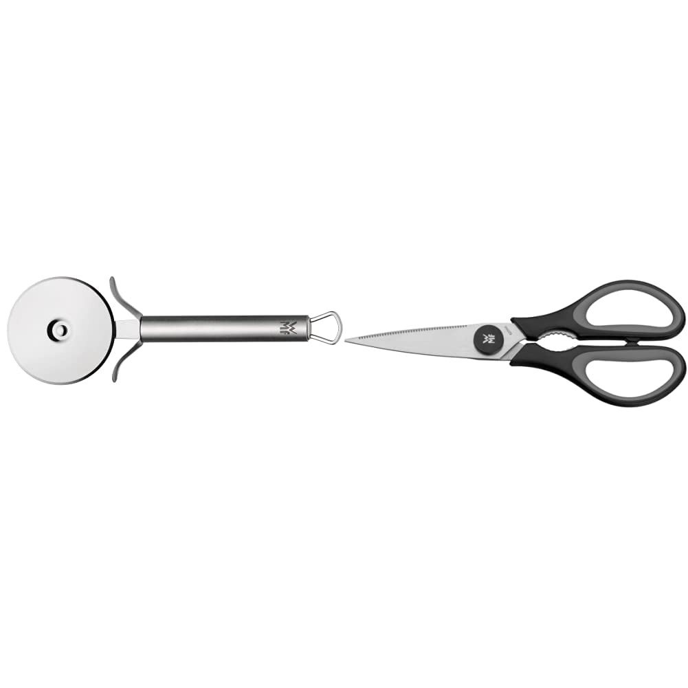 Cortador de pizza WMF de acero pulido y tijeras de cocina de acero de 21cm