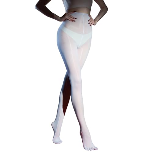 LESOYA Women Men Oil Shiny Glossy Pantyhose with Sheath Nylon Sheer Stockings with 5 Toes