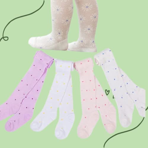 Baby Tights For Girls Thin Cotton Baby Girls Tights mesh white Flower Stocking Baby and Toddler Tights Size 0-1, 2-3y3