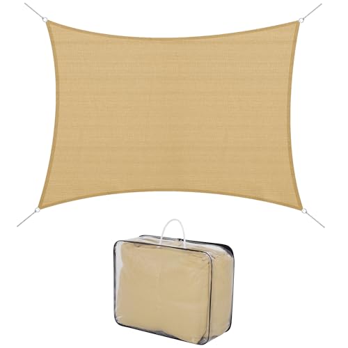 Outsunny Voile d'ombrage rectangulaire 4x6m Toile ombrage extérieur Protection Anti-UV 185g/m² HDPE, pour Jardin terrasse extérieur Patio Piscine Balcon,...