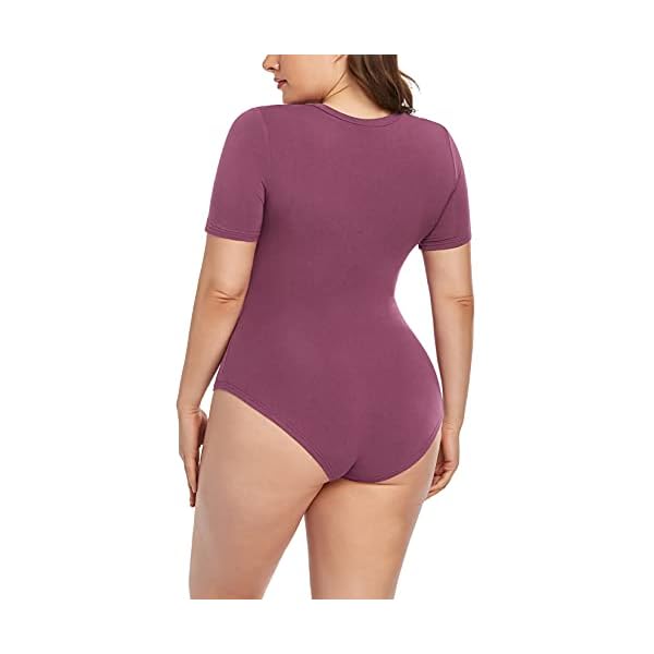 POSESHE-Womens-Plus-Size-Crew-Neck-Round-Neck-Short-Sleeves-Slim-Fit-Casual-Basic-Extender-Bodysuit-Daily-Jumpsuit-T-Shirts POSESHE Women's Plus Size Summer Round Neck Short Sleeve T Shirts Basic Bodysuits Mauve XX-Large