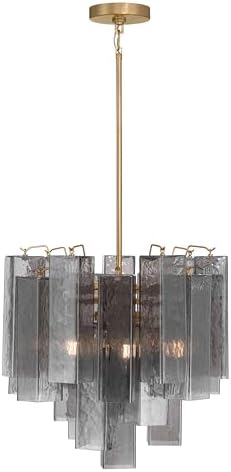 Metropolitan Torvento 17.75" 6-Light Pendant - Legacy Brass with Grey Smoke Handmade Glass (Bulb Not Included)