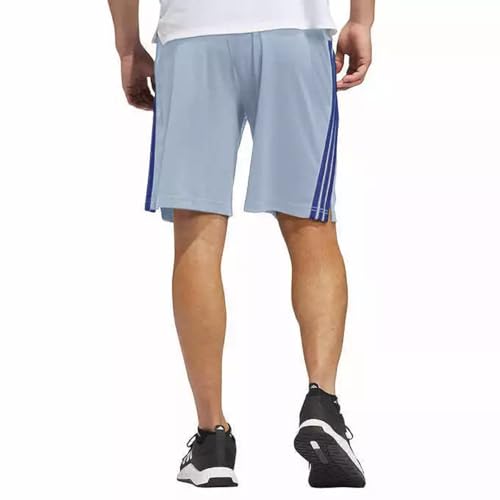 adidas Short masculino com 3 listras e bolsos laterais com zíper, Azul claro, GG