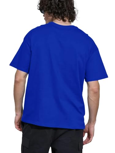 Image of LEOTUDE Half Sleeve Oversized Cottonblend Round Neck Drop Shoulder Printed Men's T-Shirt (Color Black)