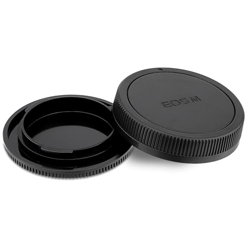 EF-M Mount Camera Body Cap and Rear Lens Cap Cover Kit for Canon EF-M Mirrorless Cameras,Camera Sensor Cap Plastic Lens Rear Covers,fits M5 M6,M200 Cameras and Lens EF-M 22mm f/2 STM etc