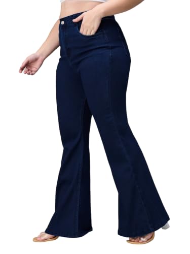 Image of Miss Chase A+ Women's High Rise Regular-Length Stretchable Denim Wide-Leg Shaping Jeans